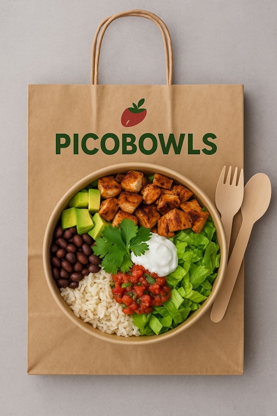 healthy poke bowl, salmon, avocado, beans, rice, cream cheese