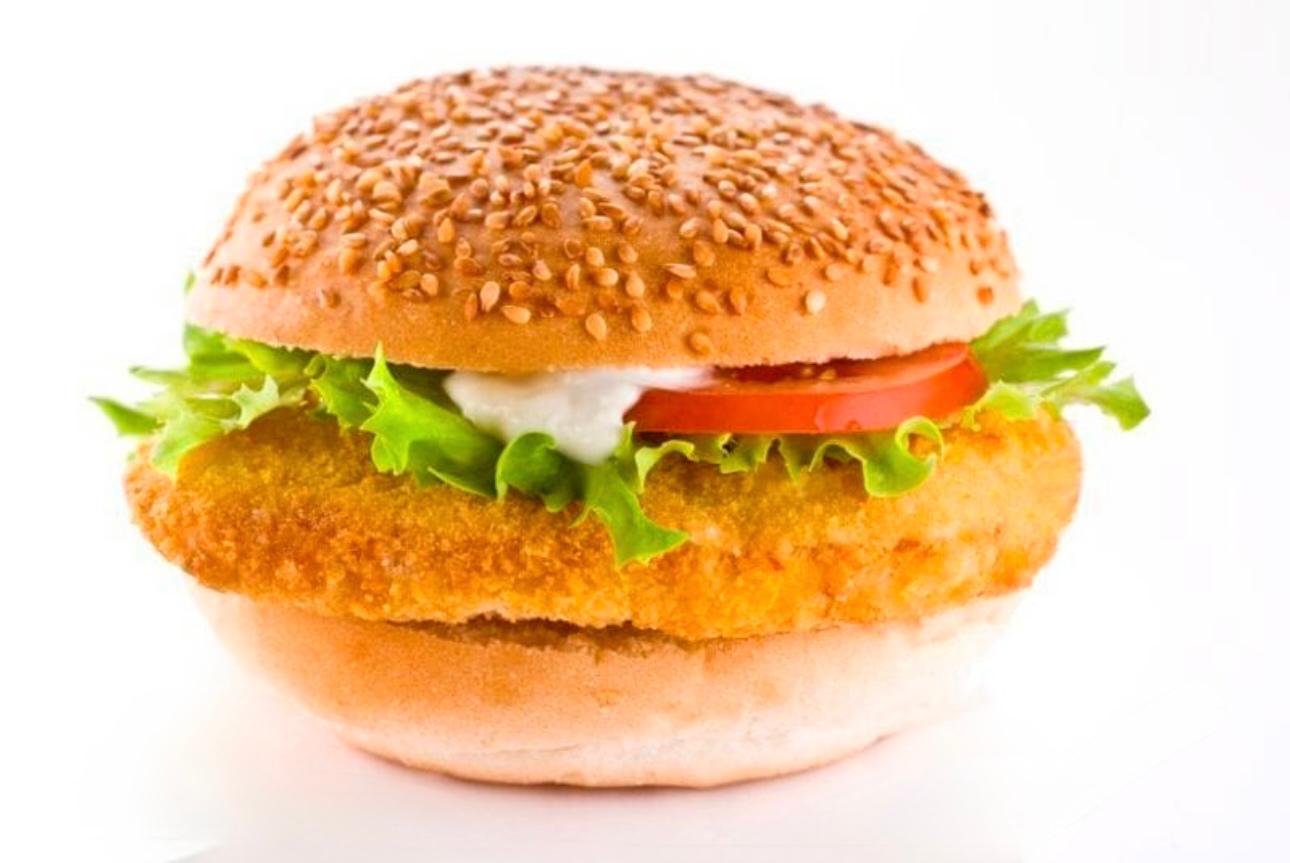 Chicken burger with mayo, lettuce and tomato