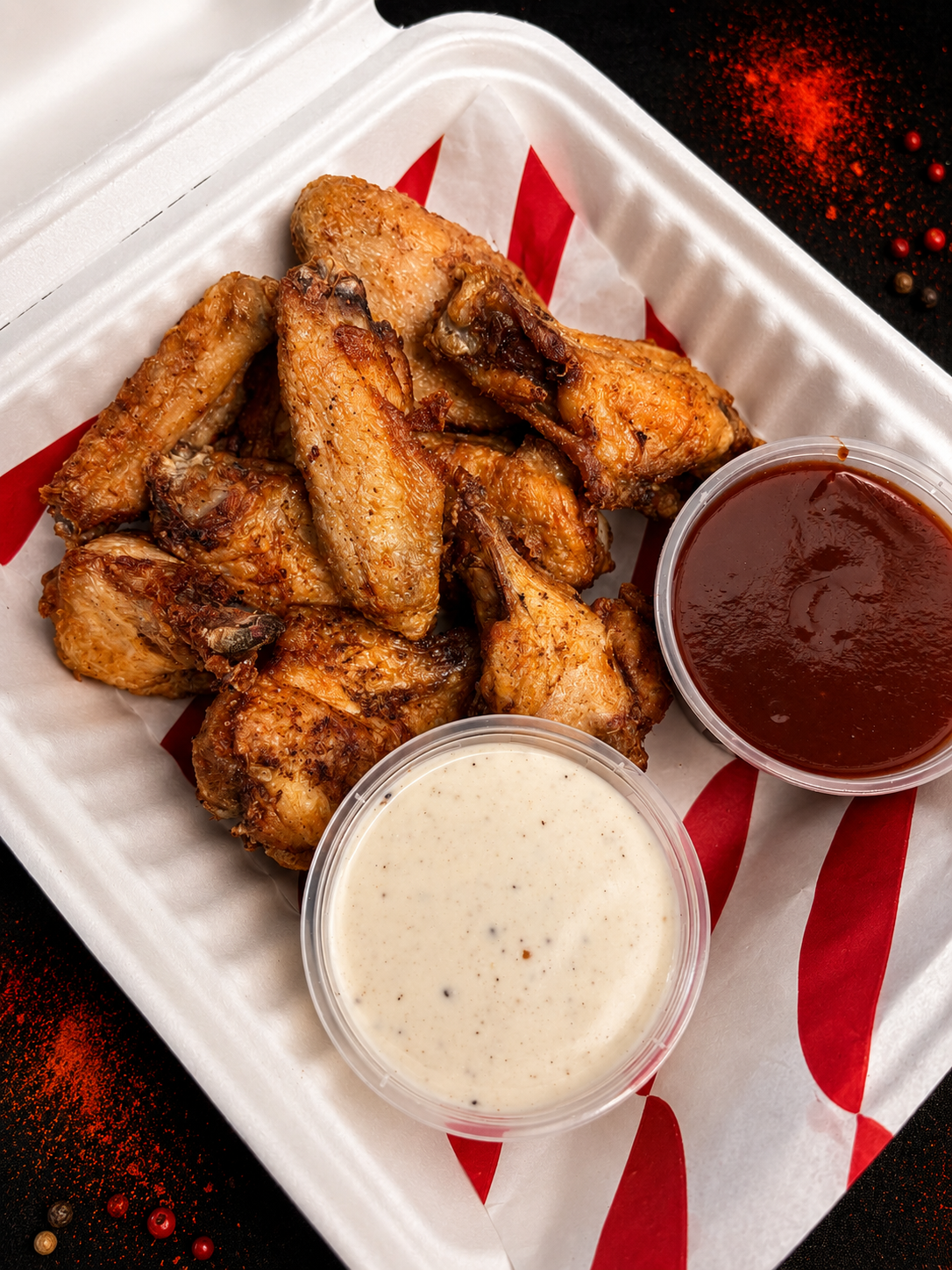 Crispy chicken wings double joint x 3 with 2 dips
