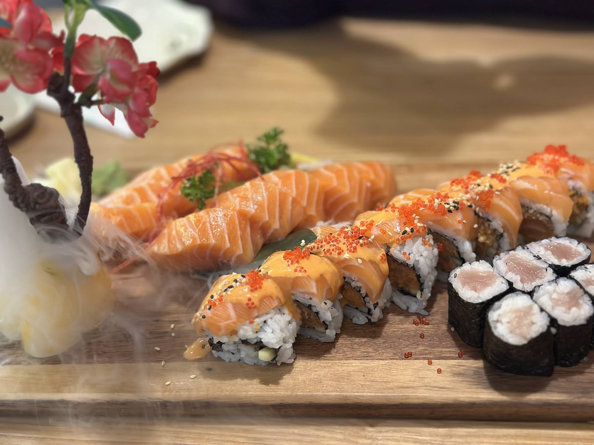 Assorted specialty sushi rolls and sashimi at Guildford Sushi House
