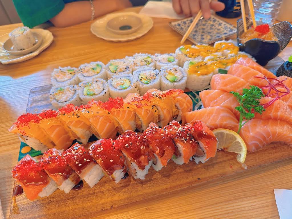 Assorted specialty sushi rolls and sashimi at Guildford Sushi House