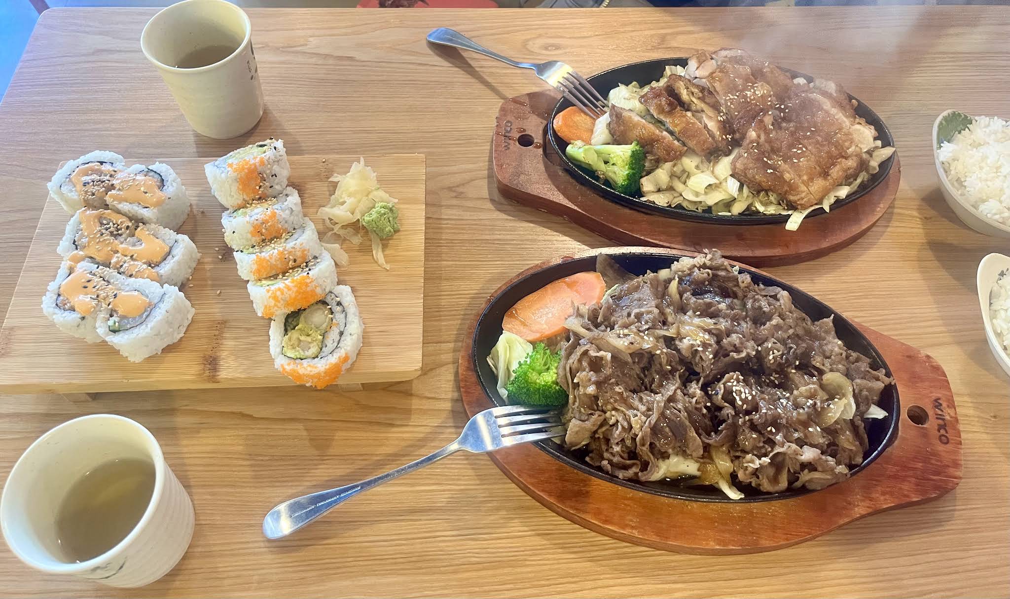 Chicken teriyaki and beef teriyaki served at Guildford Sushi House