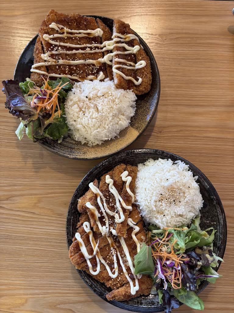 Tonkatsu served with rice and salad at Guildford Sushi House