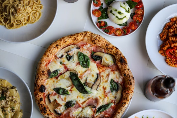 Selection of Italian food from above. 