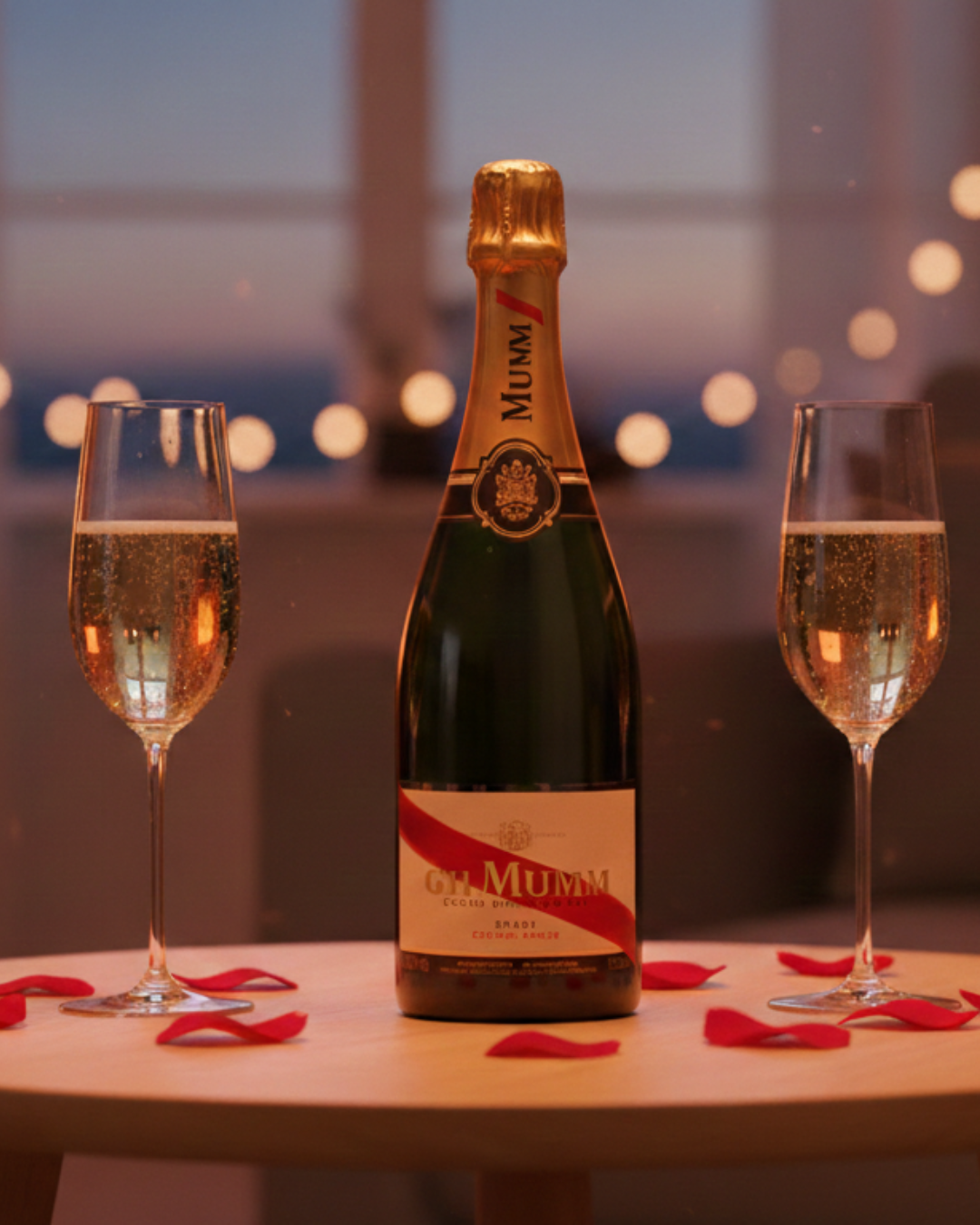 Profitez d'une soirée pétillante inoubliable avec Apéro Minute, service de livraison de boissons premium : dégustation de champagne Mumm ou Moët & Chandon dans une ambiance cosy et romantique.