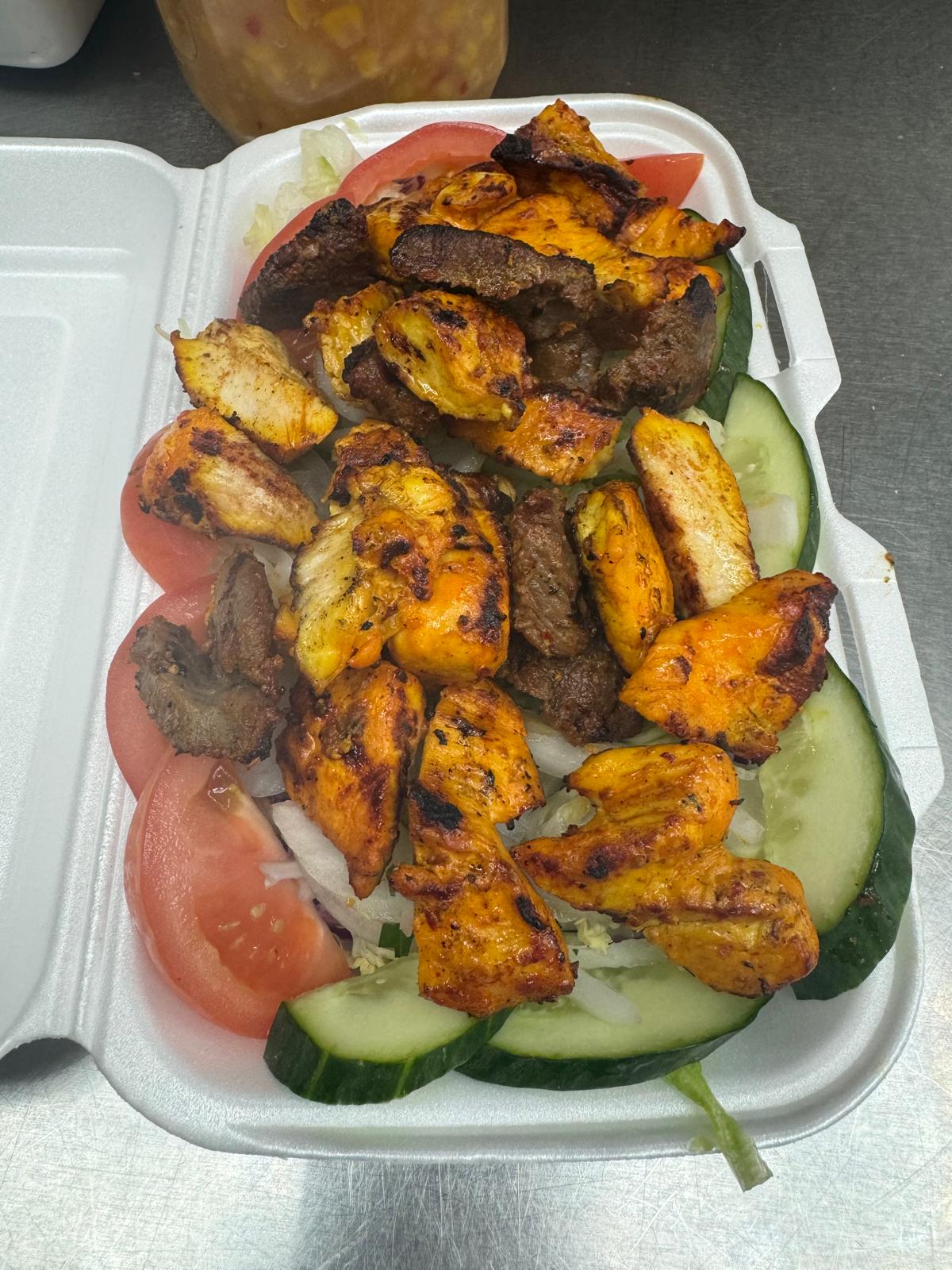 Chicken and lamb kebab