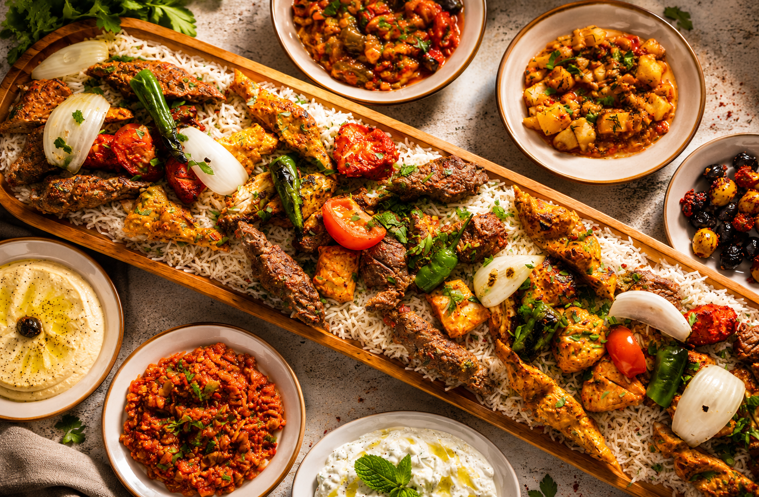 Authentic Turkish BBQ and Mediterranean meze served fresh at Antalya Turkish Kitchen Leicester.