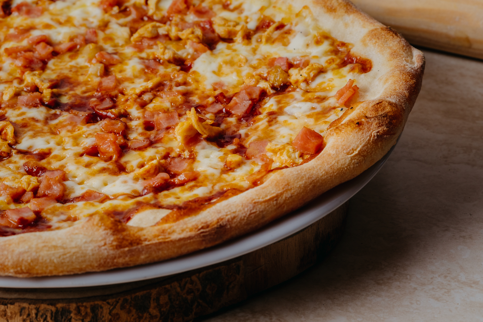 Pizza pollo mostaza y miel 