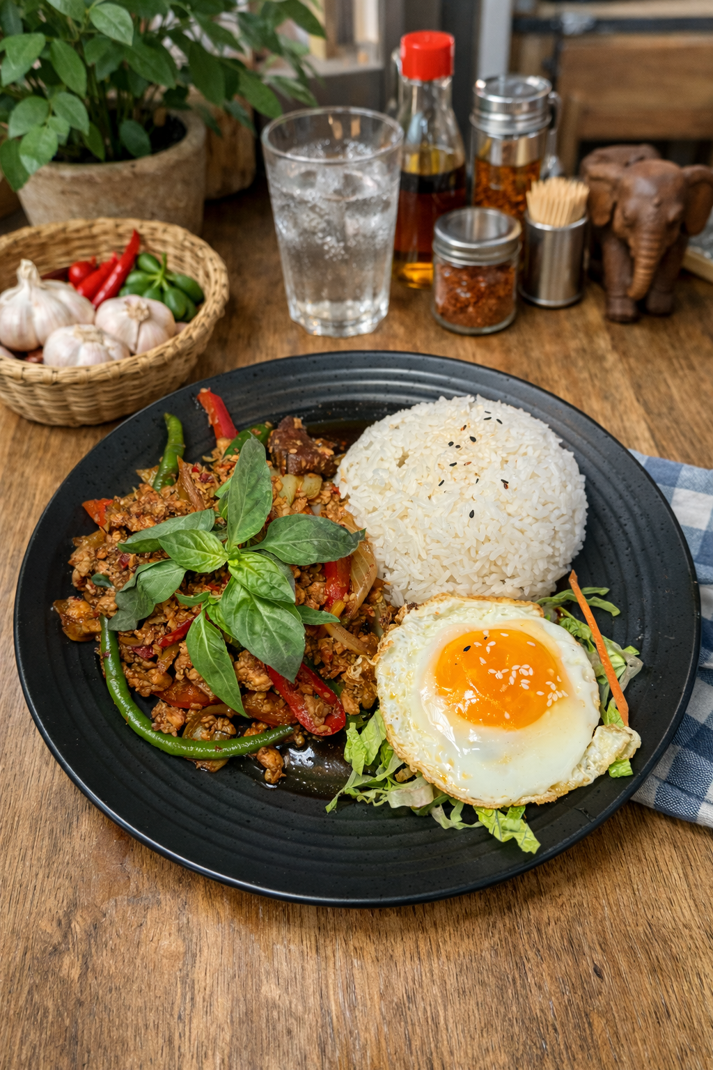 (C3) Minced Chicken Kaprao With Egg & Rice 