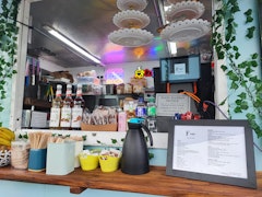 Food truck window and counter.